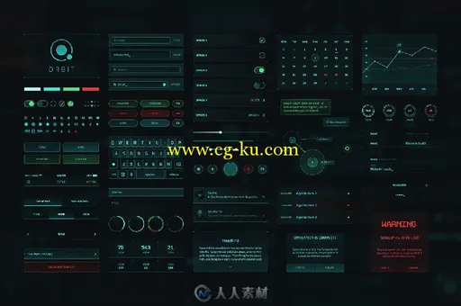 科幻主题UI工具包PSD模板 Creativemarket Orbit SciFi UI Kit 163951的图片1