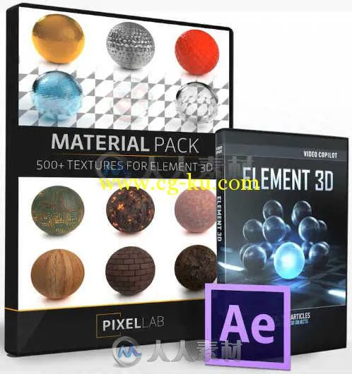 500组AE中Element3D插件材质合辑 The Pixel Lab Material Pack For Element 3D V2的图片1