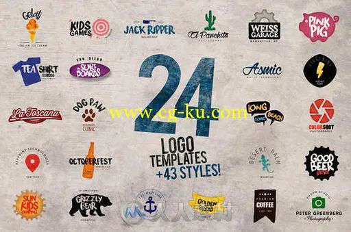 24组水彩风格Logo设计PSD模板 Creativemarket 24 Logo Templates + Extras 376163的图片1