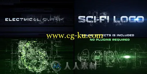 科幻电波Logo演绎动画AE模板 Videohive Sci-Fi Electrical Glitch 12627271的图片1