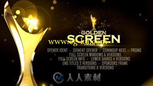 金像奖包装动画AE模板 Videohive Golden Screen Awards 12842693的图片1