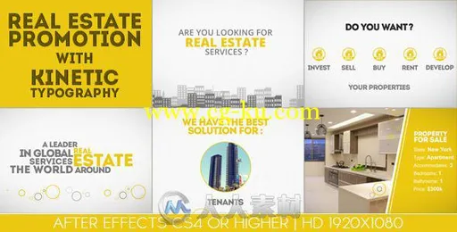 房地产销售推介动画AE模板 Videohive Real Estate Promotion With Kinetic Typogra...的图片1