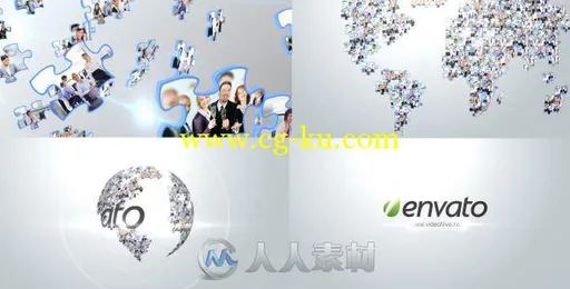 企业拼图Logo演绎动画AE模板 Videohive Corporate Puzzles World 6003974的图片1