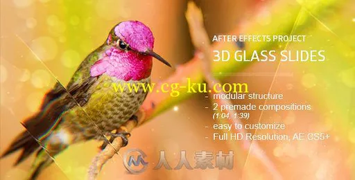 优雅玻璃质感相册动画AE模板 Videohive Glass Slides 3D 13107744的图片1