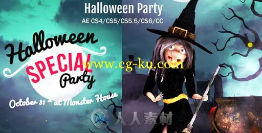 女巫万圣节派对动画AE模板 Videohive Halloween Party Wish 12982685的图片1