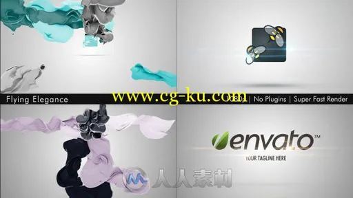 多彩丝绸Logo演绎动画AE模板 Videohive Flying Elegance Logo Reveal 4165556的图片1