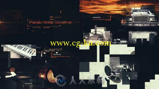 像素抽象展示动画AE模板 Videohive Pixelate Noise Slideshow 9819412的图片1