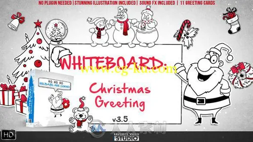 圣诞节日假期包装动画AE模板大礼包 Videohive Holidays Whiteboard Greetings Pack...的图片1