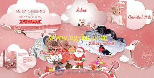 欢乐圣诞节包装动画AE模板 Videohive Christmas Vector Bundle 13441601的图片1