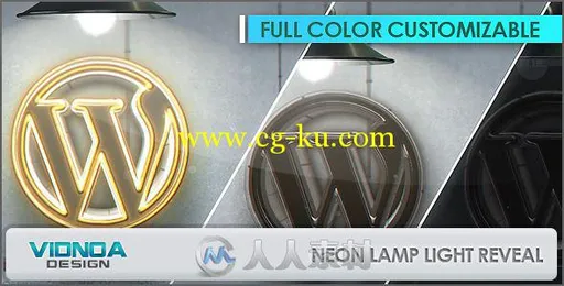 霓虹灯开关Logo演绎动画AE模板 Videohive Neon Lamp Light Reveal 6485949的图片1