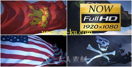 飘动国旗旗帜特效动画AE模板 Videohive Flag Loop Maker 6504559的图片1