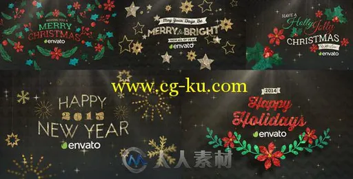 圣诞悬挂元素祝福动画AE模板 Videohive Hanging Holiday Greetings Pack 9575423的图片1