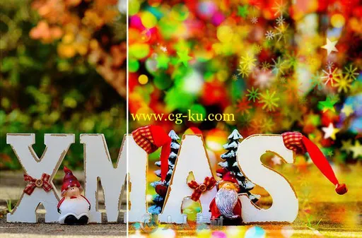 华丽圣诞风格背景特效PS动作 Creativemarket Christmas Ps Actions 452884的图片1