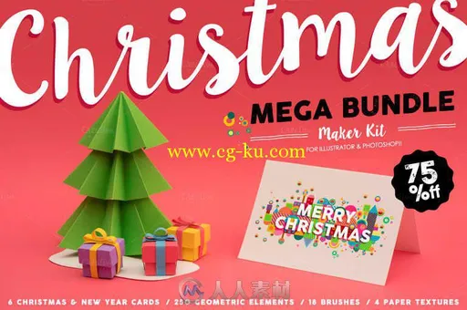 圣诞卡通设计元素大礼包 Creativemarket Christmas MEGA BUNDLE Maker Kit 448754的图片1