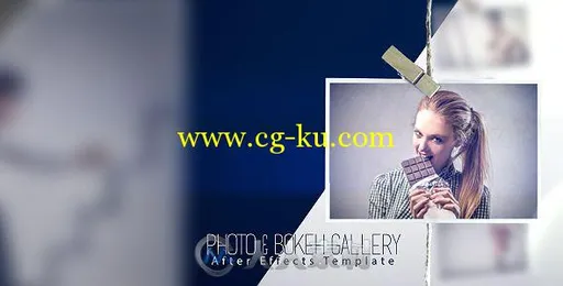 悬绳吊挂相册动画AE模板 Videohive Photo & Bokeh Gallery 9456348的图片1