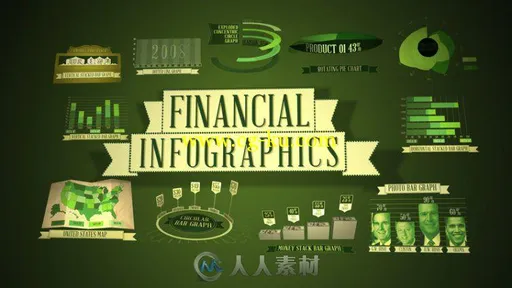 绿色金融信息图表展示动画AE模板 FluxVfx Financial Infographics的图片1