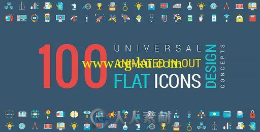 100组扁平化设计动画AE模板合辑 Videohive Animated Flat Icons and Concepts Pack...的图片1