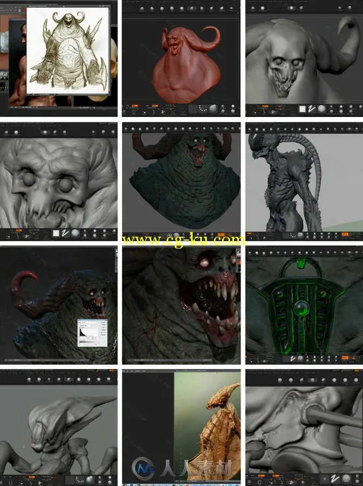 ZBrush超恐惧游戏生物设计大师级视频教程 Uartsy Creature Design Masterclass的图片1