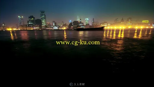 繁华的上海大楼人物车流快速夜景江面高清宣传片视频素材的图片2