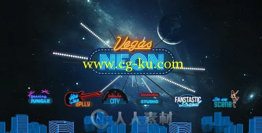 拉斯维加斯狂欢霓虹灯包装动画AE模板 Videohive Vegas Neon 13500020的图片2