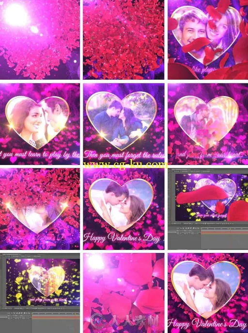 情人节玫瑰爱心包装动画AE模板 Videohive Valentine Slideshow 14467151的图片1