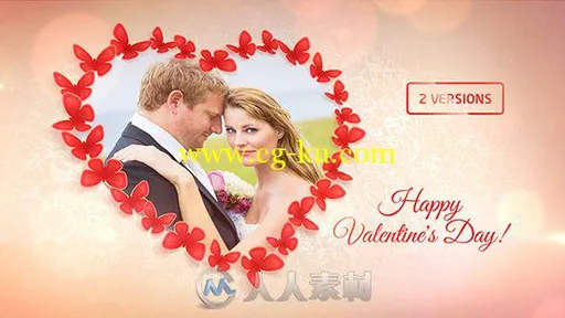 甜蜜情人节蝴蝶心形包装动画AE模板 Videohive Sweet Butterflies Valentine's Day ...的图片2