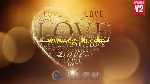 情人节祝福璀璨黄金文字包装动画AE模板 Videohive Valentines Greetings 14601497的图片1