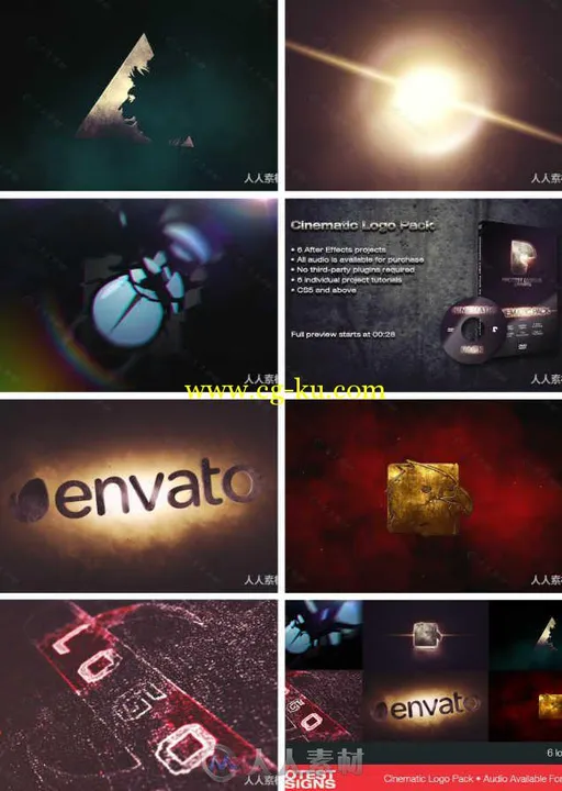 6组影视级片头Logo演绎动画AE模板 Videohive Cinematic Logo Pack 8869991的图片1