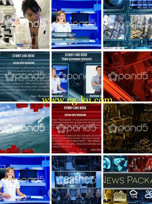 4组新闻运动文化天气电视广播包装动画AE模板 POND5 TV Broadcast News Packages的图片1