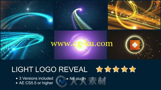 多彩粒子光束Logo演绎动画AE模板 Videohive Light Logo Reveal 10946472的图片2