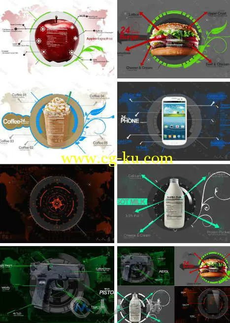 科技产品与营养食品信息图表动画AE模板 Videohive Infographics Mix 4531471的图片1