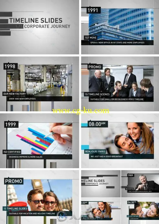 企业发展时间轴展示动画AE模板 Videohive Timeline Slides 4882147的图片1