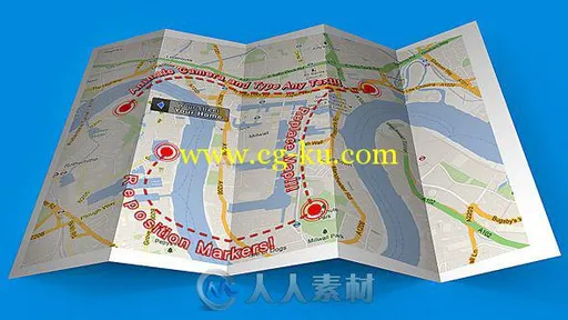 地图指引坐标引导展示动画AE模板 Videohive Map Mockup 3654335的图片2