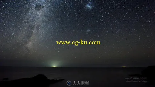 海洋夜晚的星空延时摄影实拍视频素材的图片1