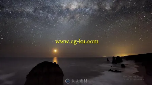 海洋夜晚的星空延时摄影实拍视频素材的图片3