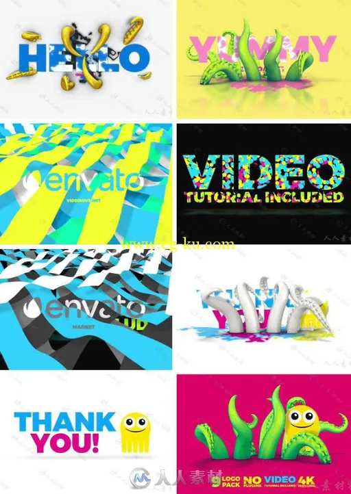 9组超酷创意Logo演绎动画AE模板 Videohive 9 Logo Pack 12703718的图片1