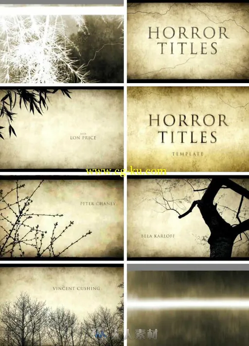 恐怖电影诡异氛围片头动画AE模板 Videohive Horror Movie Titles 7586081的图片1