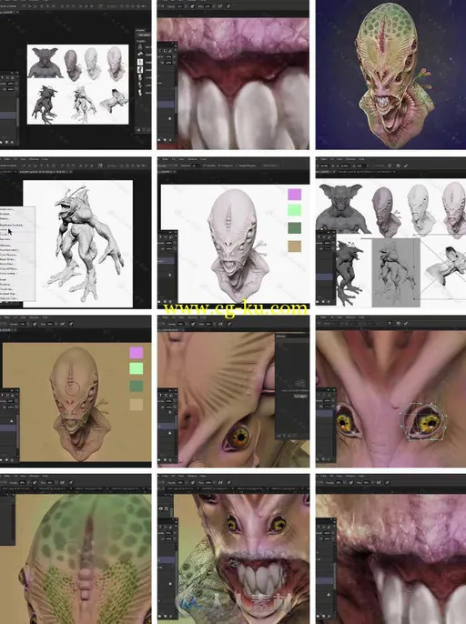 异形怪兽细节绘制训练视频教程 Udemy Master Creature Design Techniques in Adobe...的图片1