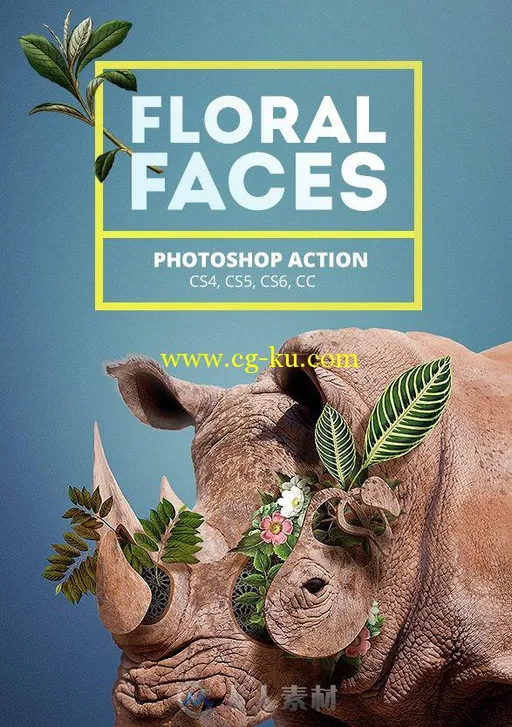 花面人物特效ps动作GraphicRiver - Floral Faces - Photoshop Action 14523331的图片1