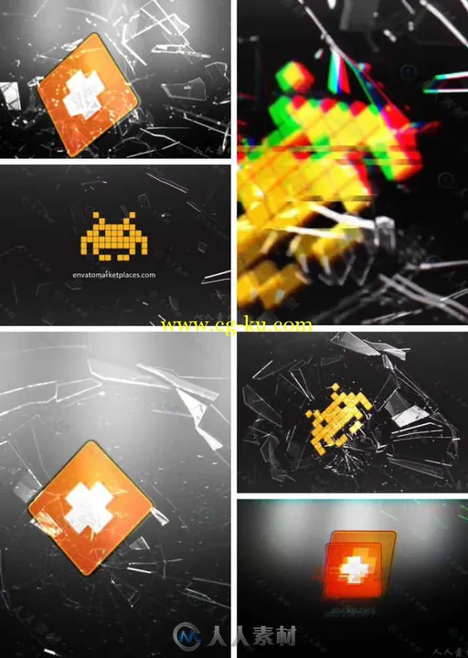 破碎玻璃Logo演绎动画AE模板 Videohive Breaking Glass Logo 8338913的图片1