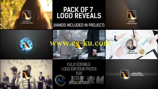 手势拼接涂抹Logo演绎动画AE模板 Videohive Pack of Hand Logo 8585073的图片2