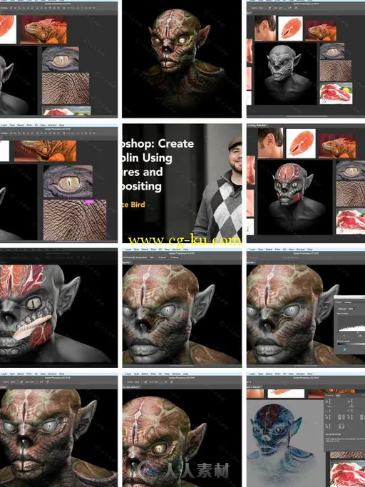 妖精角色纹理特效合成实例训练视频教程 Photoshop Create a Goblin Using Textures...的图片1