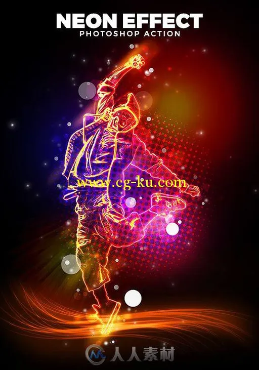 霓虹人物效果PS动作graphicriver-15121420-neon-effect-action的图片1