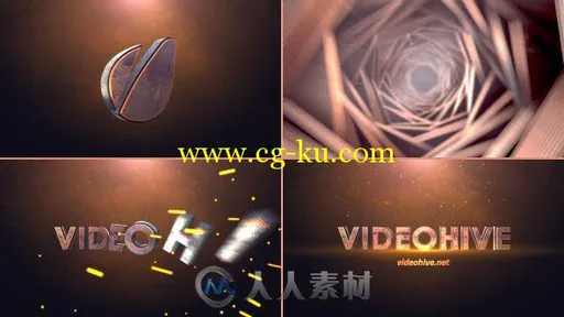 震撼旋转菱形Logo演绎动画AE模板 Videohive Cinematic Tunnel Logo Text Reveal 87...的图片1