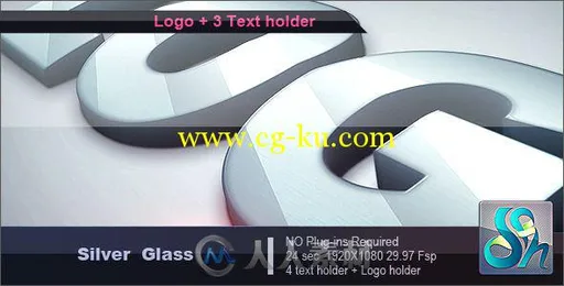 玻璃质感标题动画Logo演绎AE模板 Videohive Silver Glass Logo 2034598的图片1