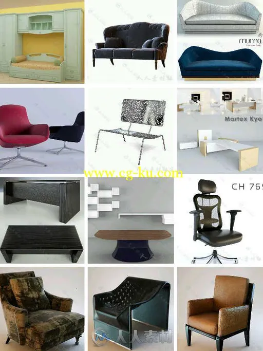 经典室内家具3D模型合辑 3D MODELS FURNITURE COLLECTIONS的图片1