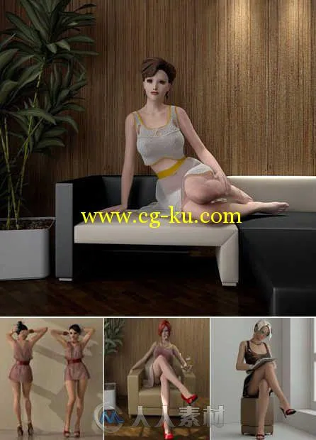 性感女性模特角色3D模型合辑 SEXY LADY MODELS COLLECTIONS 1 & 2的图片1