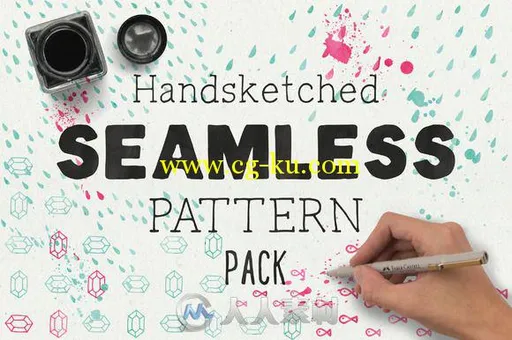 手绘装饰背景图案PS图案HandSketched Seamless Pattern Pack的图片1