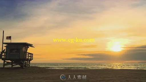 夕阳西下的海边风景高清实拍视频素材的图片2