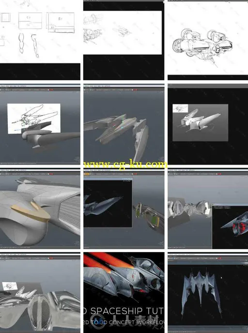 Modo宇宙飞船建模完整实例制作视频教程 Gumroad MODO Spaceship Tutorial Bundle的图片1